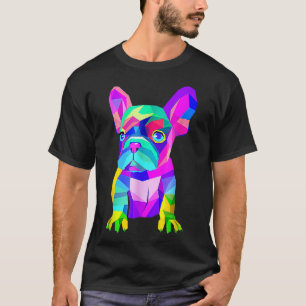 Colourful French Bull dog Lover Dad Mom, Boy Girl T-Shirt
