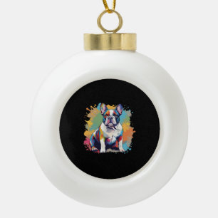 Colourful French Bulldog Art for Puppy Lovers Ceramic Ball Christmas Ornament