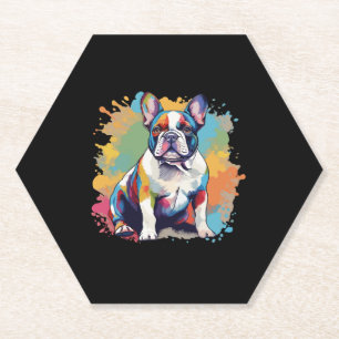 Colourful French Bulldog Art for Puppy Lovers Paper Coaster