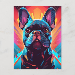 Colourful French Bulldog Art Postcard
