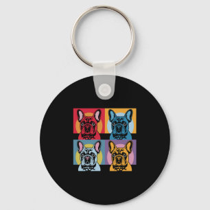 Colourful French Bulldog Pop Art Design for Dog Keychain