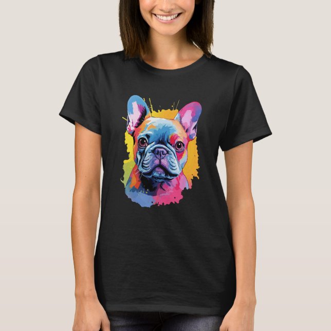 Colourful French-bulldog T-Shirt (Front)