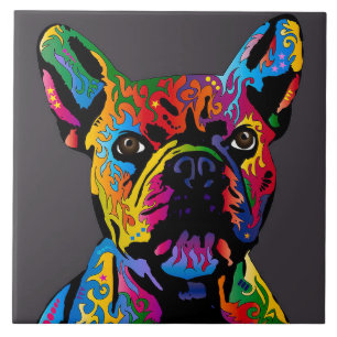Colourful French Bulldog  Tile