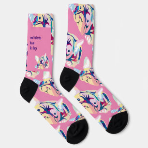 Colourful French Bulldogs – Artistic Customizable Socks