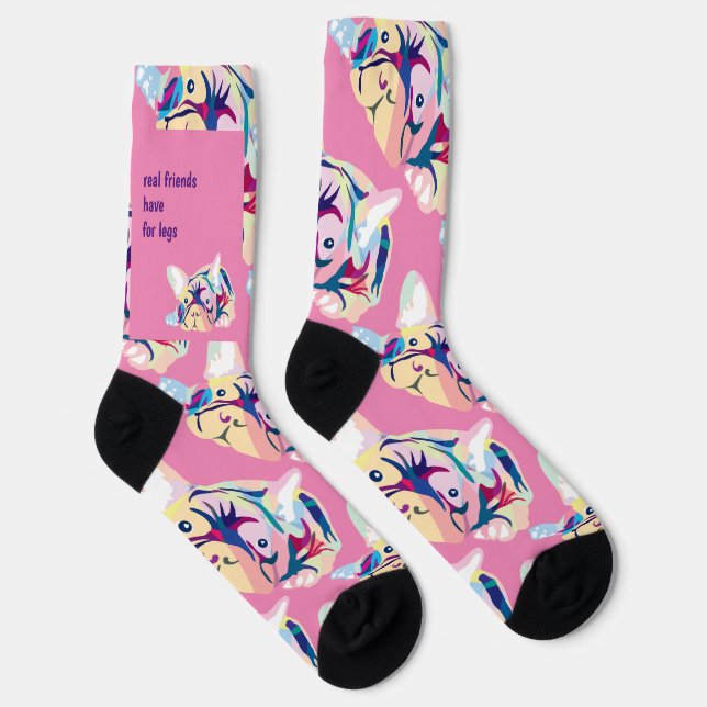 Colourful French Bulldogs – Artistic Customizable Socks (Right)