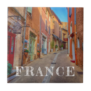 Colourful French Hillside Town Tile