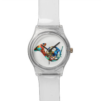 Colourful French Horn on a Clear Watch