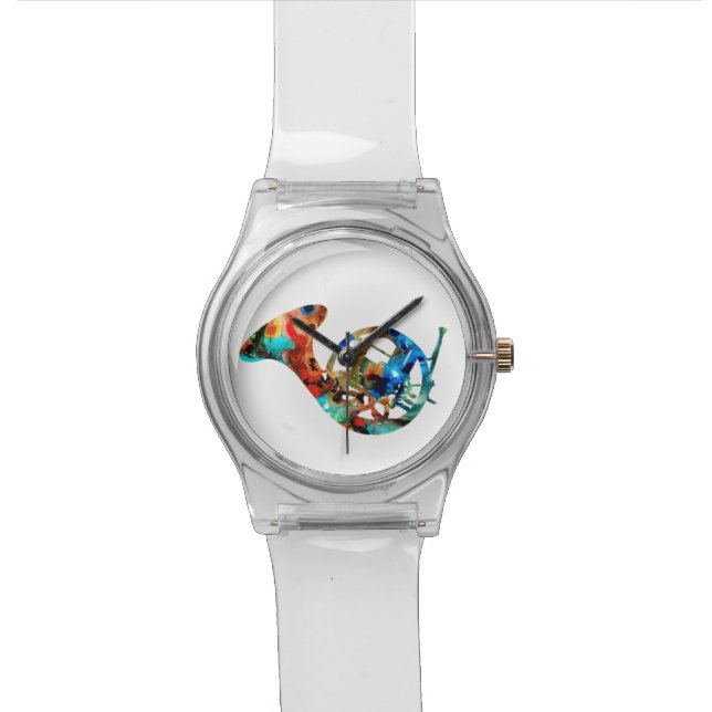 Colourful French Horn on a Clear Watch (Close Up)