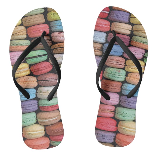 Colourful French Macaron Pattern Flip Flops (Footbed)
