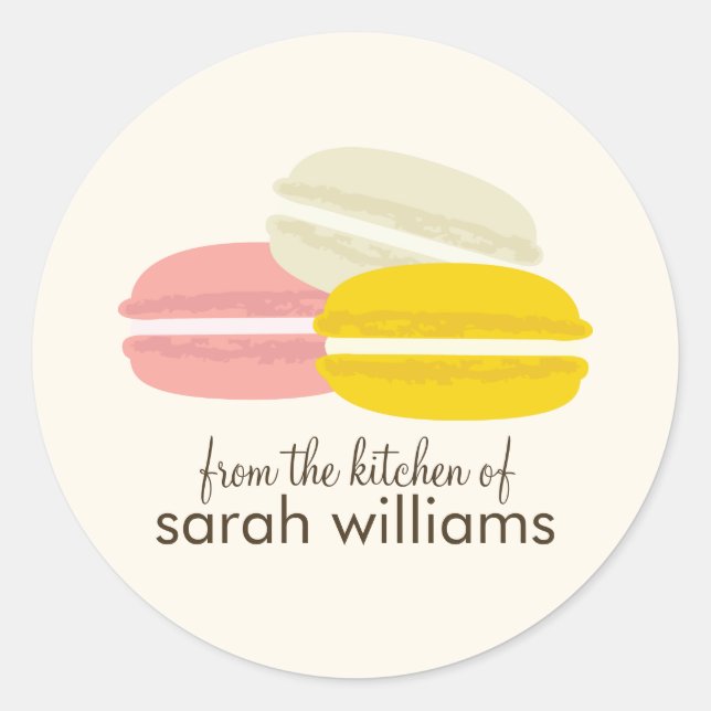Colourful French Macarons Classic Round Sticker (Front)