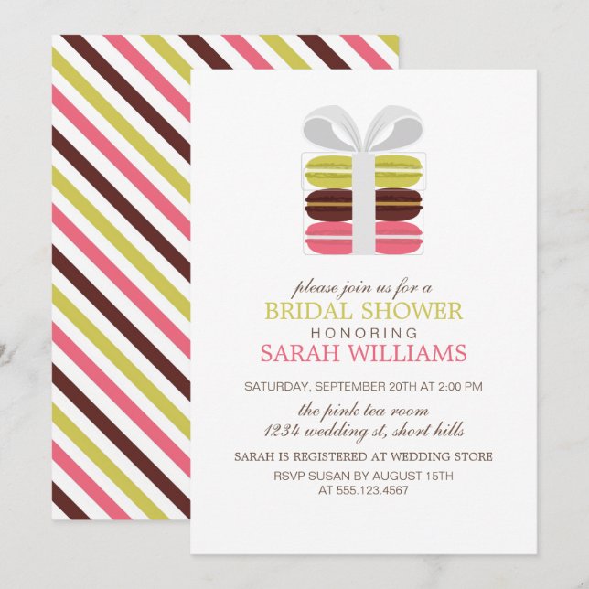 Colourful French Macarons Invitation (Front/Back)