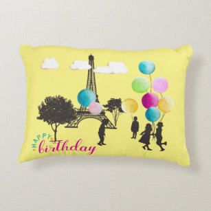Colourful French Macarons Kids Playing Birthday Accent Pillow
