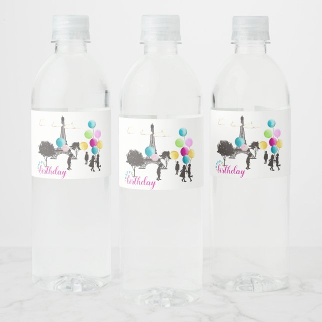 Colourful French Macarons Kids Playing Birthday Water Bottle Label (Bottles)