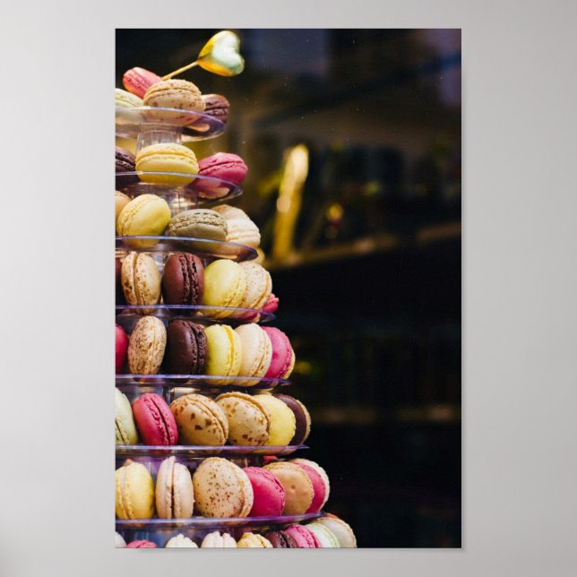 Colourful French Macarons Tower Photography Poster (Front)