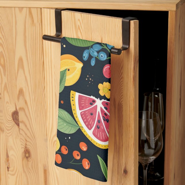 Colourful Fresh Fruit Pattern Kitchen Towel (Thirds Fold)
