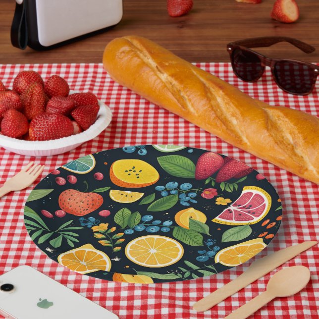 Colourful Fresh Fruit Pattern Paper Plate (Picnic)