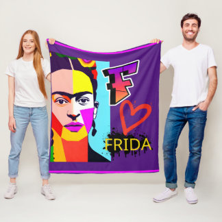 Colourful Frida Heart - Pop Art Style Fleece Blanket