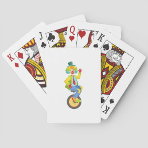 Colourful Friendly Clown With Rainbow Wig In Class Playing Cards