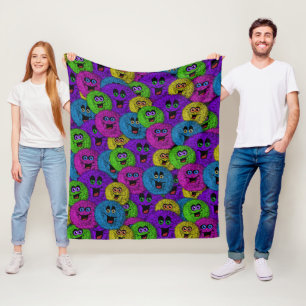Colourful Friendly Fuzzles Fleece Blanket