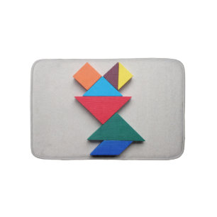 Colourful frog Tangram Bath Mat