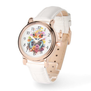 Colourful Frog with Flowers  Watch