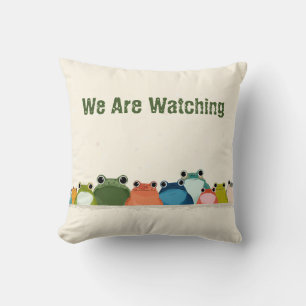 Colourful Frogs Line – Cute Minimal Animal Art Throw Pillow