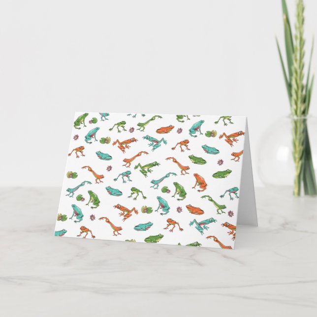 Colourful frogs pattern card (Front)