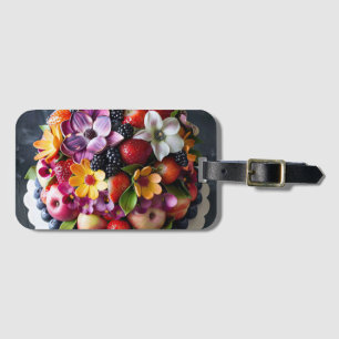Colourful fruit cake luggage tag