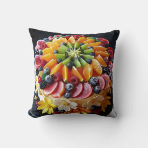 Colourful fruit cake throw pillow
