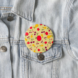 Colourful Fruit Pattern Apples Cherries and Pears 3 Inch Round Button