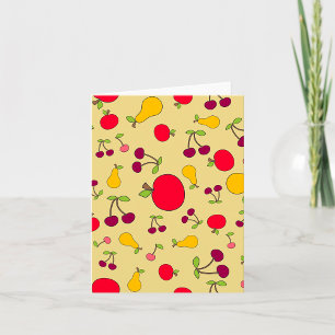 Colourful Fruit Pattern Apples Cherries and Pears  Card