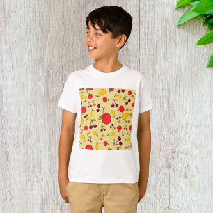 Colourful Fruit Pattern Apples Cherries and Pears  T-Shirt