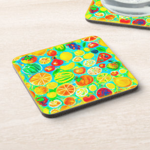 Colourful Fruit Pattern. Buy Now Coaster