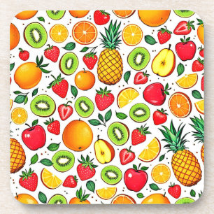 Colourful Fruit Pattern Design Coaster