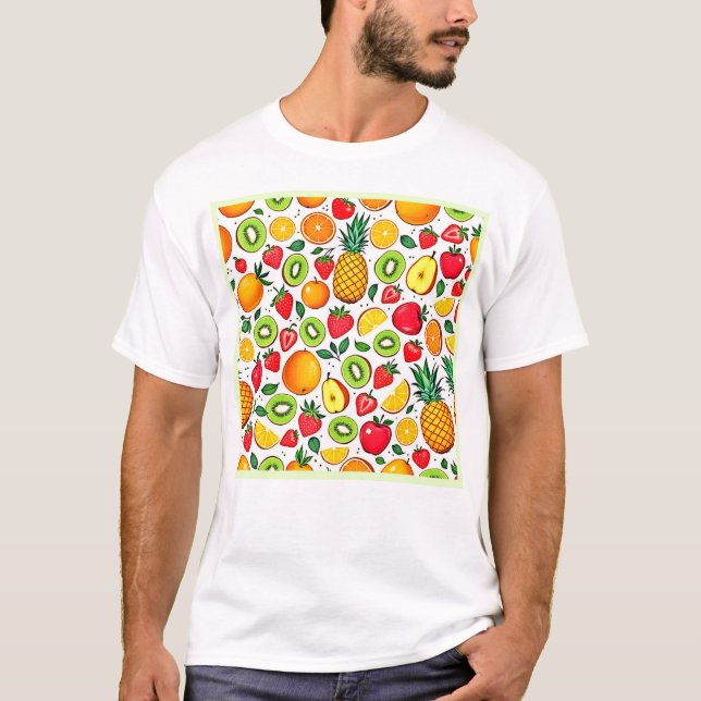 Colourful Fruit Pattern Design T-Shirt (Front)