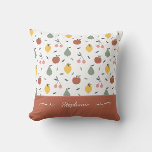 Colourful Fruit Pattern First Name Red Throw Pillo Pillow