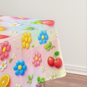 Colourful Fruit Pattern Floral Summer Kitchen Deco Tablecloth