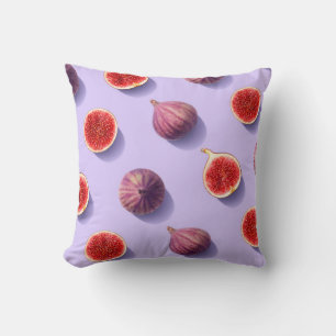 Colourful fruit pattern of fresh figs on purple pa throw pillow