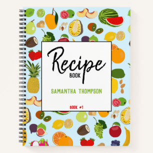 Colourful Fruit Pattern Recipe Blank Cookbook Notebook