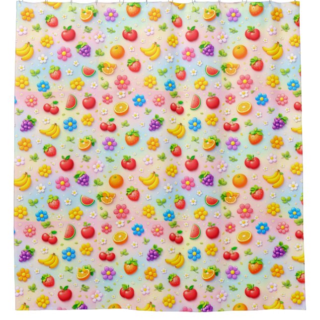 Colourful Fruit Pattern With Flowers and Fruits (Front)