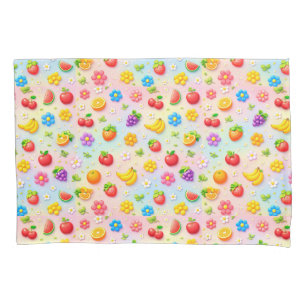 Colourful Fruit Pattern With Flowers and Fruits Pillowcase