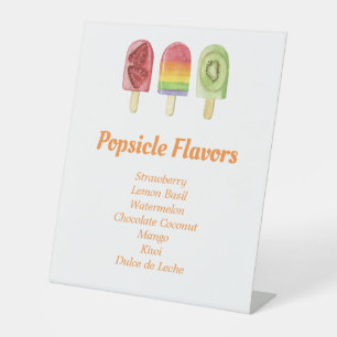 Colourful Fruit Popsicle Flavours Summer Party Pedestal Sign