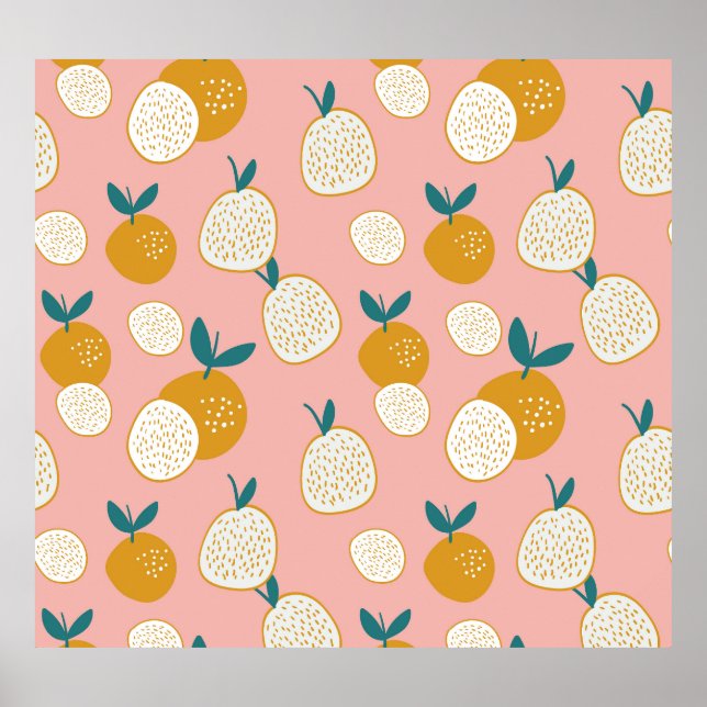 Colourful fruit, seamless background pattern. poster (Front)