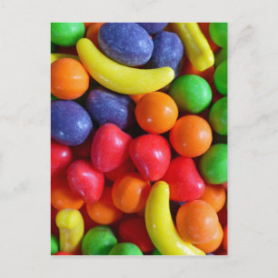 Colourful Fruit Shaped Candy Postcard
