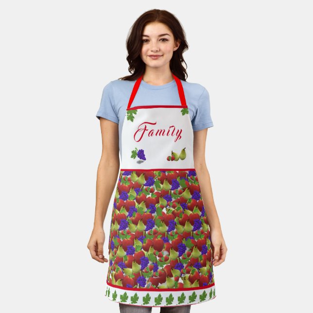 Colourful Fruit-Themed Kitchen Apron (Worn)