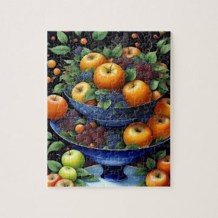 Colourful fruitbowl with apples and grapes jigsaw puzzle
