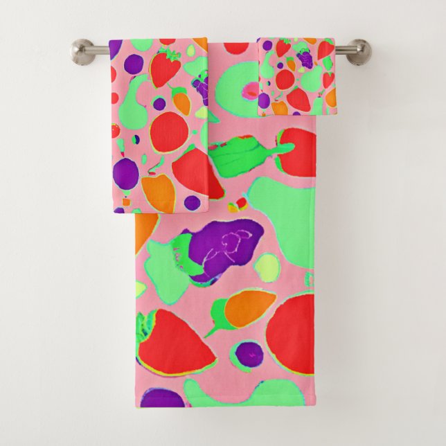 Colourful Fruitful Spectrum Pattern Bath Towel Set (Insitu)