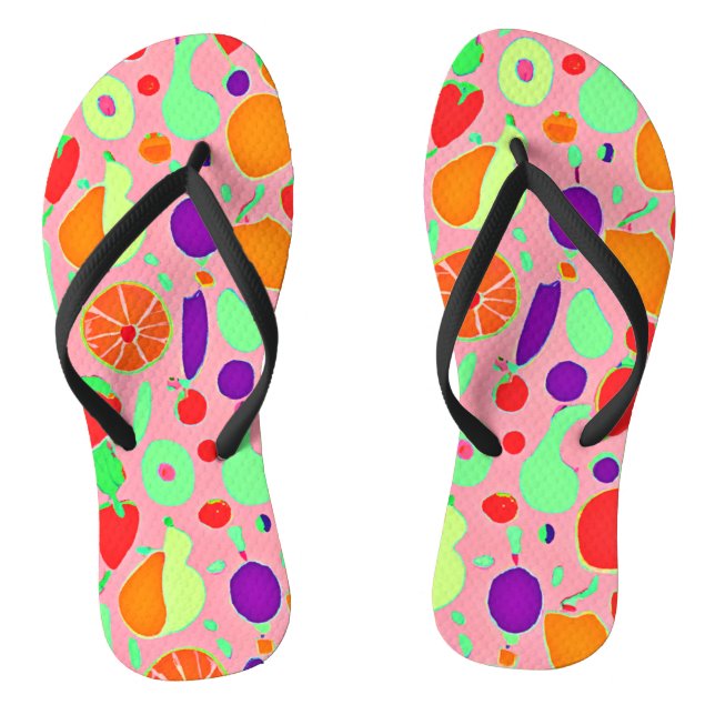 Colourful Fruitful Spectrum Pattern Flip Flops (Footbed)