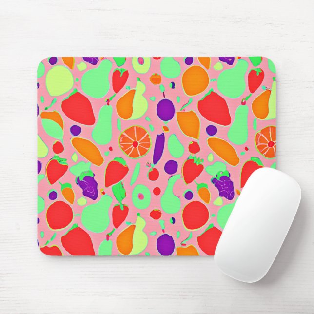 Colourful Fruitful Spectrum Pattern Mouse Pad (With Mouse)