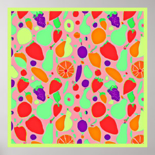 Colourful Fruitful Spectrum Pattern Poster
